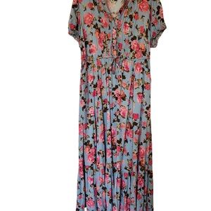 Torrid Blue and Pink Floral Maxi Dress